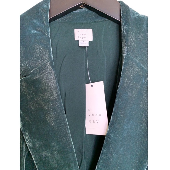 NWT a new day Women's Dark Green Velvet Blazer Jacket Size Large NEW - Picture 4 of 7